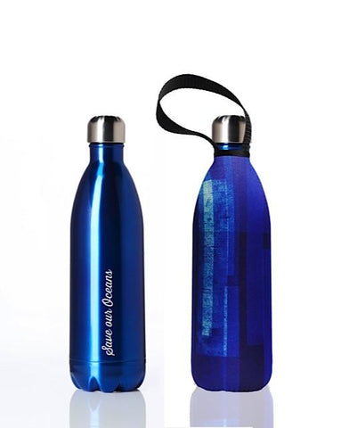 BBBYO Future Bottle + carry cover - stainless steel insulated bottle - 1000 ml - Blue Blaze print