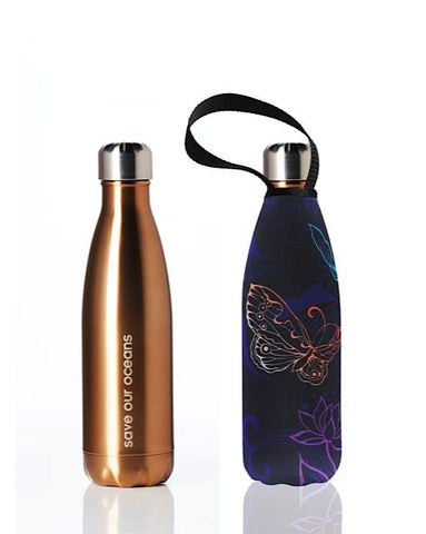 BBBYO Future Bottle + carry cover - stainless steel insulated bottle - 500 ml - Butterfly print