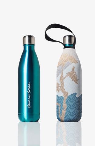 BBBYO Future Bottle + carry cover - stainless steel insulated bottle - 750 ml - Mintee print