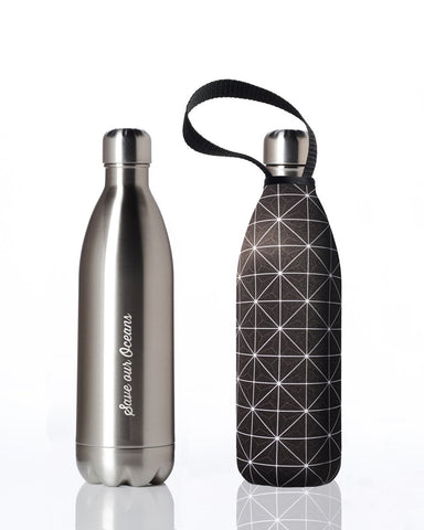 BBBYO Future Bottle + carry cover - stainless steel insulated bottle - 1000 ml - Squared print