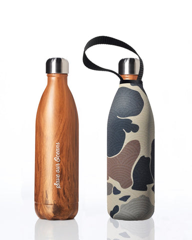 Future Bottle + carry cover - stainless steel insulated bottle - 1000 ml - Woody print