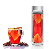 Glass is Greener double wall thermal tea flask + carry cover - 500 ml - Fan print