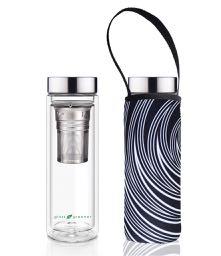 Glass is Greener double wall thermal tea flask + carry cover - 500 ml - Spiral print