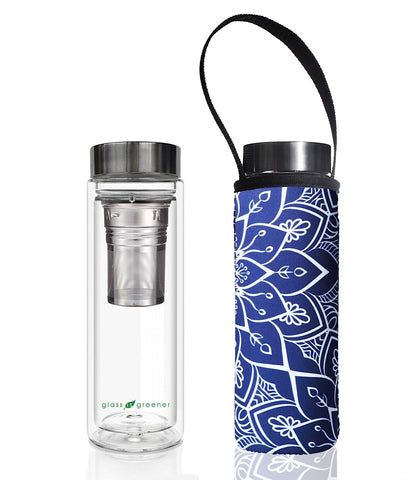 Glass is Greener double wall thermal tea flask + carry cover - 500 ml - Tokyo print